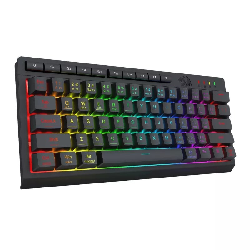 Redragon SHIVA K522 PRO Teclado gaming sem fios RGB - Tri-Mode TKL mecânico, switches Red hot-swappable, preto