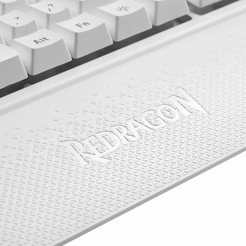 Teclado de membrana REDRAGON SHIVA - branco, retroiluminação RGB full-size, 6 teclas de macro, apoio de mãos removível, USB com fios