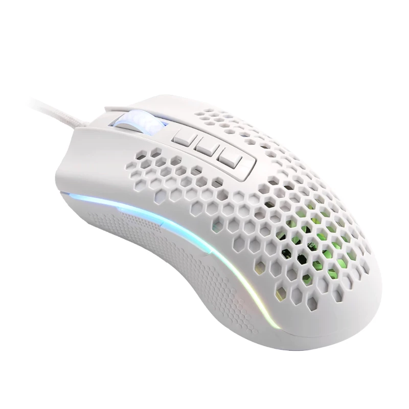 REDRAGON STORM Rato gaming com fios RGB - design leve em favo de mel, 12400 DPI, 7 botões programáveis, interruptores Omron, pés em PTFE