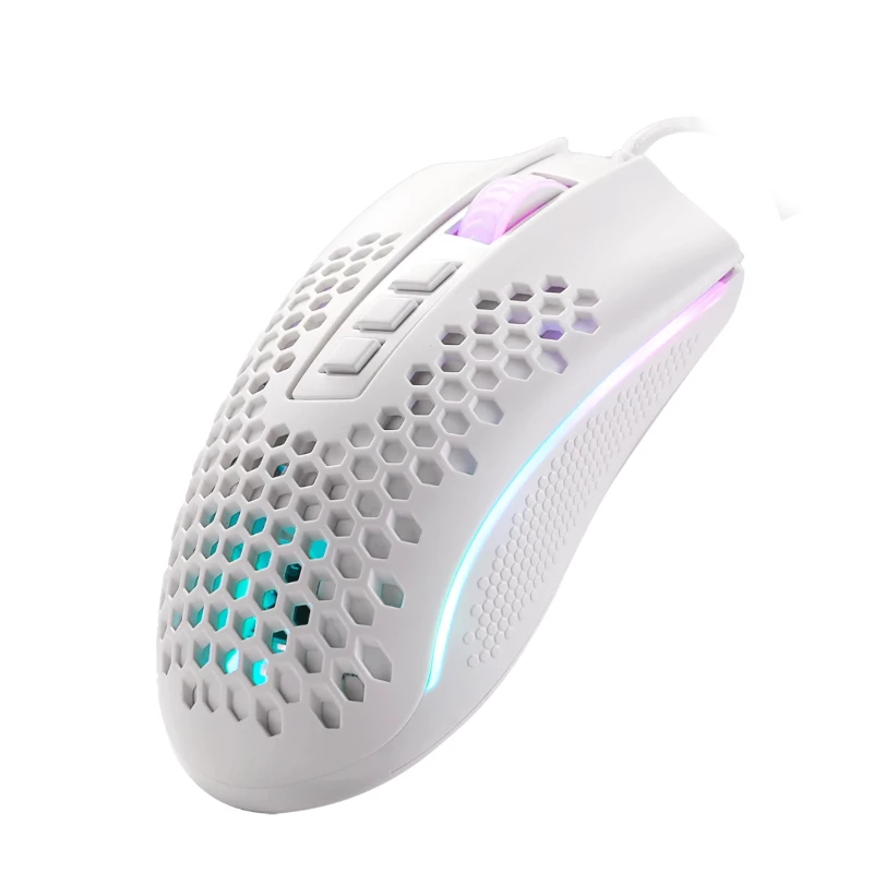 REDRAGON STORM Rato gaming com fios RGB - design leve em favo de mel, 12400 DPI, 7 botões programáveis, interruptores Omron, pés em PTFE
