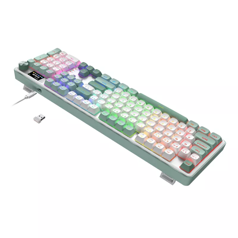Redragon WYVERN K761 Pro teclado de gaming mecânico sem fios de tamanho completo RGB - branco/verde