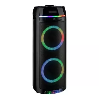 Altifalante de festa REFLEXION PS10BTCD/N, 480W pico, Bluetooth, CD, rádio FM, USB, AUX, microfone, preto