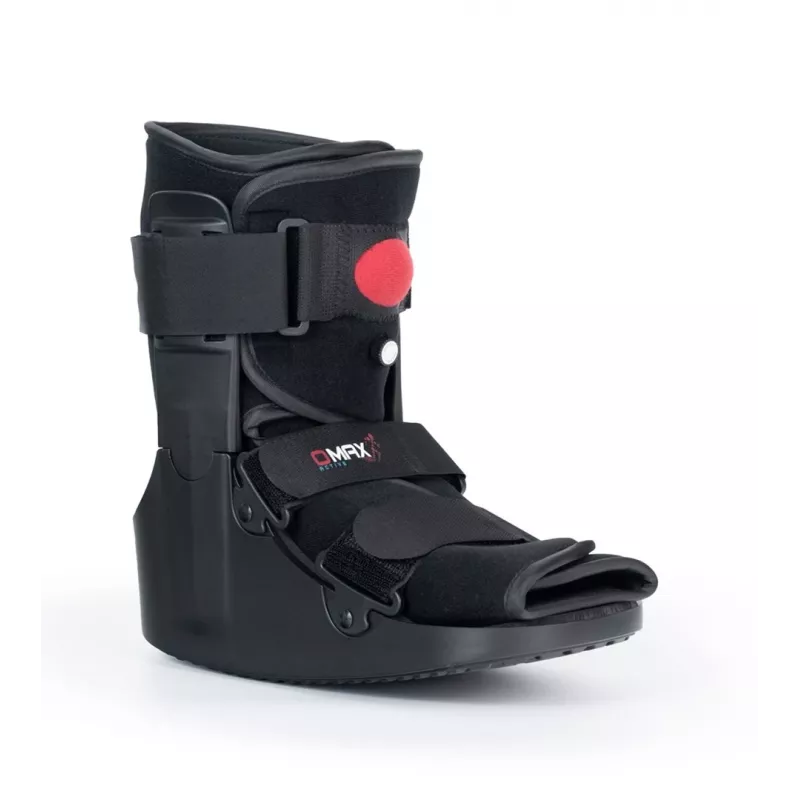 Bota ortopédica REH O-1183/XL Short Air Walker – imobilizador pneumático de tornozelo e pé, sola basculante, preto/cinzento, tamanho XL