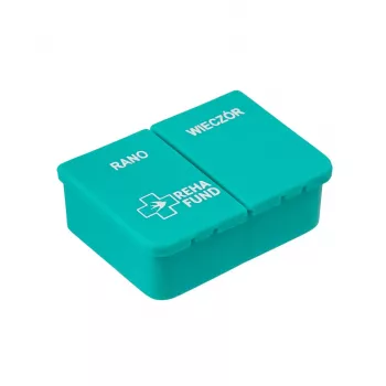 REHA FUND RF-350 Organizador diário de comprimidos para doses de manhã e noite, 2 compartimentos, transparente