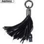 Cabo com anel de borlas universal REMAX para Micro USB - preto