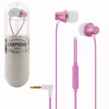 Auscultadores In-Ear REMAX Universal WI80 Rosa com Microfone