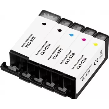 Pack combinado de tinteiros compatíveis Renkforce para Canon PGI-525PGBK, CLI-526BK, CLI-526C, CLI-526M, CLI-526Y (preto pigmentado, preto tinta, ciano, magenta, amarelo, pack de 5) RF-7064560
