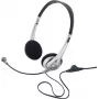 Renkforce RF-5045268 Headset On-Ear com Fios, Microfone de Haste e Controlo de Volume Integrado, Preto/Prateado