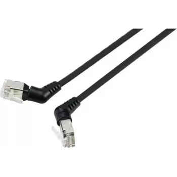 Renkforce RF-6071550 Cabo patch CAT 6a F/UTP, 2 m, preto, fichas RJ45 com rotação 360°, saída de cabo angular