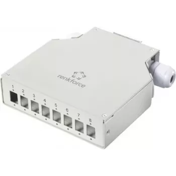 Renkforce RF-7187896 Adaptador para calha DIN, caixa de 8 portas vazia, cinzento-claro