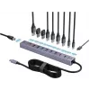 Renkforce RF-7465830 Hub USB 3.0 interno USB-C de 10 portas, 5 Gbit/s, alimentado por SATA, Cinzento