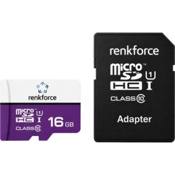 Cartão microSDHC Renkforce RF-mSDC-16GB 16 GB Class 10 UHS-I U1 com adaptador SD RF-7577908