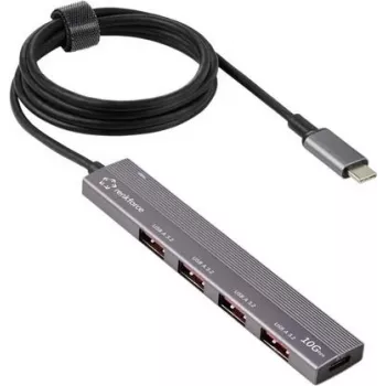 Renkforce RF-USBCH-200 Hub multiporta USB-C 1+4 portas USB 3.2 Gen 1 com caixa em alumínio (RF-6700798)