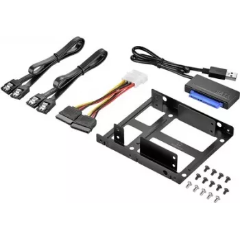 Kit SSD Renkforce DH06K moldura de montagem dupla de 2,5 polegadas para 3,5 polegadas, metal, preto
