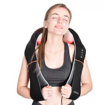 RENPHO U-Neck 1 Massajador de pescoço e ombros Shiatsu com calor, 8 nós de rotação bidirecional, 3 níveis de velocidade, Preto