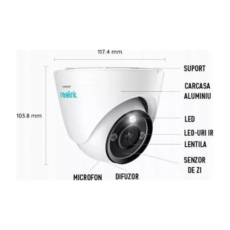 Câmara dome PoE 12MP Reolink P344 com pesquisa de vídeo por IA