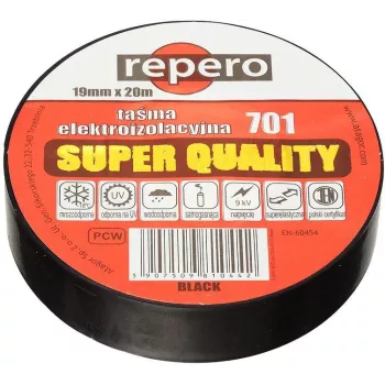REPERO 701 Fita isoladora de PVC preta 19 mm x 20 m