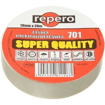 Fita isoladora de PVC branca REPERO 701 19 mm x 20 m