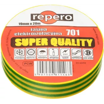 REPERO 701 Fita isoladora de PVC amarela e verde 19mm x 20m