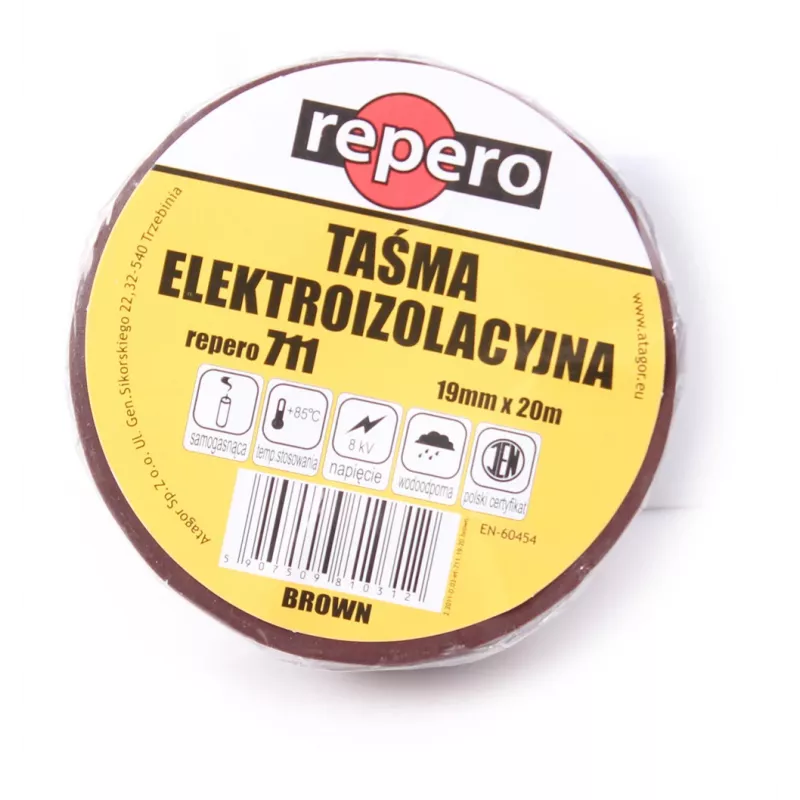 REPERO 711E Fita isoladora de PVC castanha 19 mm x 20 m