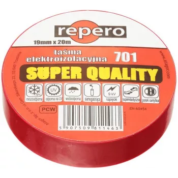 REPERO TTE701S2-0019-20 fita isoladora de PVC vermelha 19 mm x 20 m
