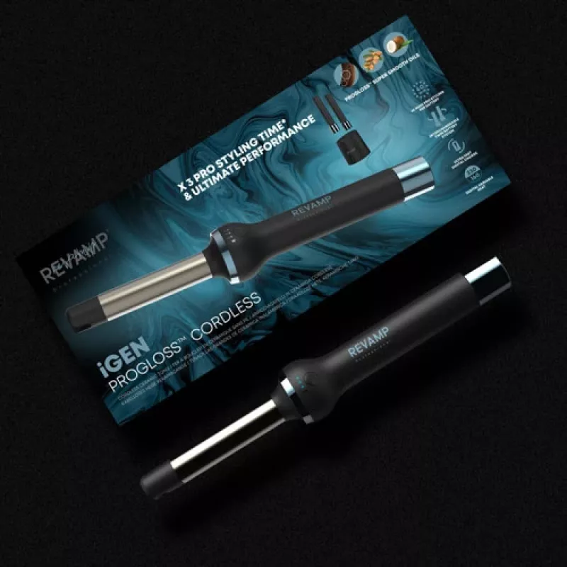 Revamp TO-2750-EU2 Progloss iGEN Ferro de encaracolar cerâmico sem fios 25mm Preto/Roségold