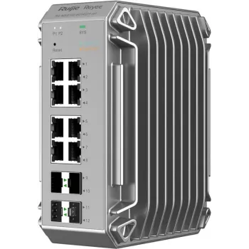 Switch industrial Reyee 12 portas, 8x Gigabit, 4x SFP, até 80°C (RG-NIS3100-8GT4SFP-HP)