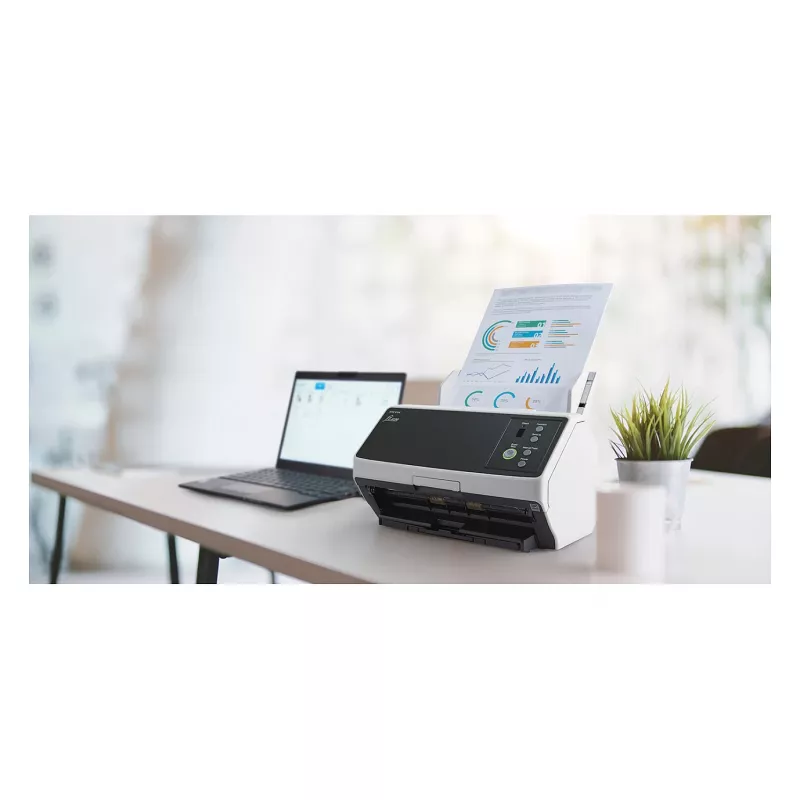 Ricoh fi-8150 scanner de documentos duplex com ADF de 100 folhas, 50 ppm/100 ipm, USB 3.2 & Gigabit Ethernet, 600 dpi, Clear Image Capture