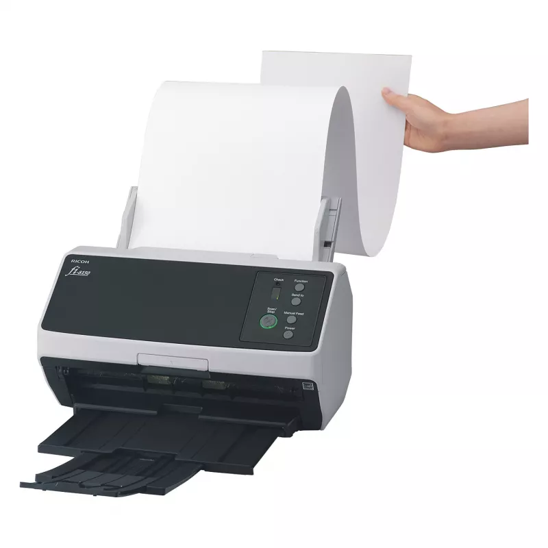 Ricoh fi-8150 scanner de documentos duplex com ADF de 100 folhas, 50 ppm/100 ipm, USB 3.2 & Gigabit Ethernet, 600 dpi, Clear Image Capture