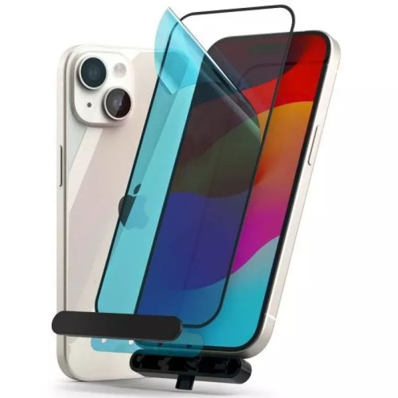 Protetor de ecrã Ringke iPhone 15/16 Privacy vidro temperado 9H com molde de instalação transparente