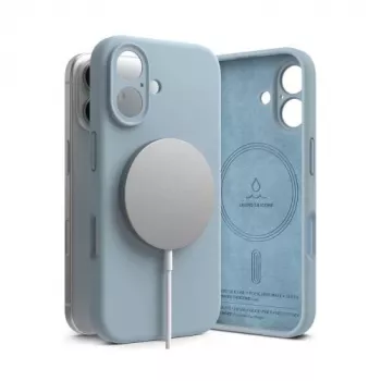 Ringke iPhone 16 capa silicone magnética azul