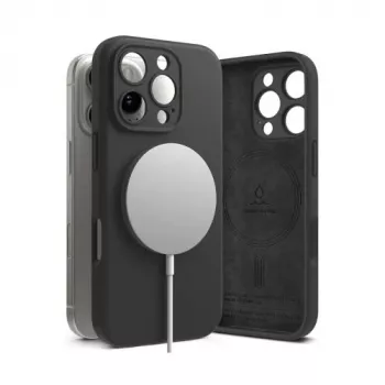 Capa de silicone magnética Ringke para iPhone 16 Pro, preto