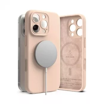 Capa Ringke para iPhone 16 Pro Max de silicone magnética Pink Sand