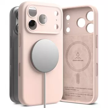 Capa Ringke para iPhone 17 Pro de silicone magnética Pink Sand
