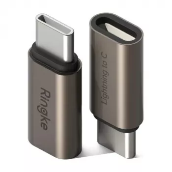 Adaptador Ringke USB-C macho para Lightning fêmea (pack de 2) gunmetal