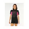 Fato de neoprene Rip Curl Omega Back Zip - preto/rosa - mulher - tamanho S