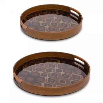 Rituali Domestici Galateo Conjunto de 2 Tabuleiros Redondos de Servir, Melamina Branca, 38 cm e 30 cm