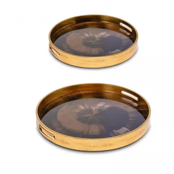 Rituali Domestici Galateo conjunto de 2 tabuleiros redondos Irises