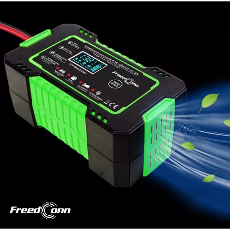 Carregador de bateria automático inteligente RJ TIANYE FreedConn RJ-C 120501A 12V 6A para chumbo-ácido AGM GEL EFB com visor LCD