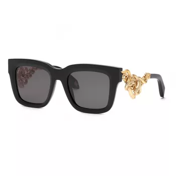 Óculos de sol unissexo Roberto Cavalli SRC041M520700 - armação preta, lentes cinzento degradê, 52 mm