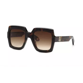 Óculos de sol cat-eye de mulher Roberto Cavalli SRC108-5204BL, armação azul Havana, lentes azuis degradê, 52 mm