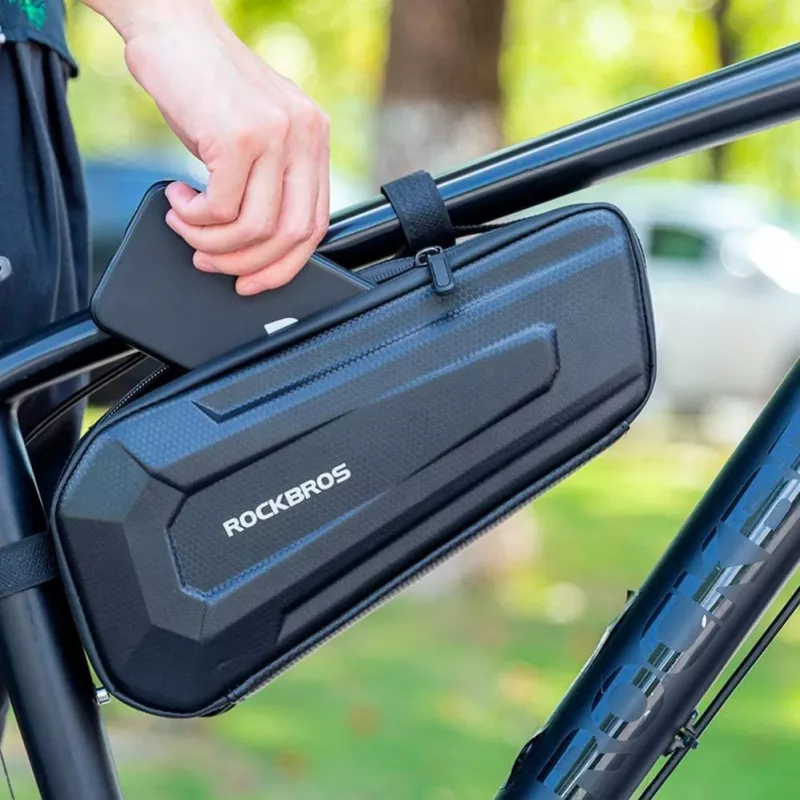 ROCKBROS bolsa de quadro para bicicleta de 1,5L para tubo superior, rígida e impermeável com logótipo refletor