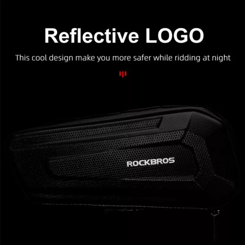 ROCKBROS bolsa de quadro para bicicleta de 1,5L para tubo superior, rígida e impermeável com logótipo refletor