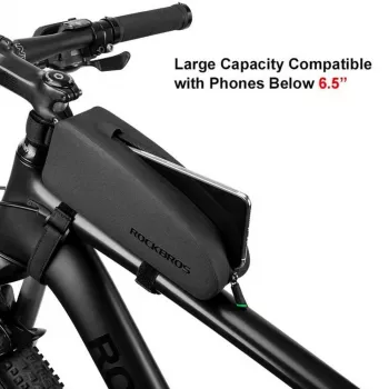 ROCKBROS 1.6L Bolsa de Quadro Superior para Bicicleta Impermeável Casco Rígido EVA Aspeto Fibra de Carbono Preto
