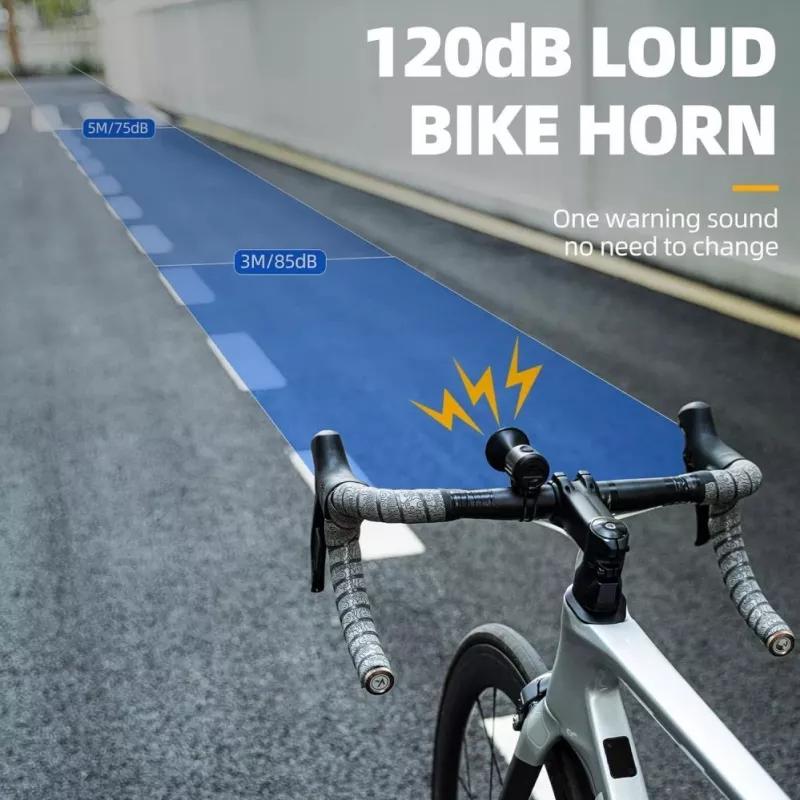 ROCKBROS Campainha eletrónica para bicicleta - preta, 110-120 dB, 4 sons, recarregável, IPX4