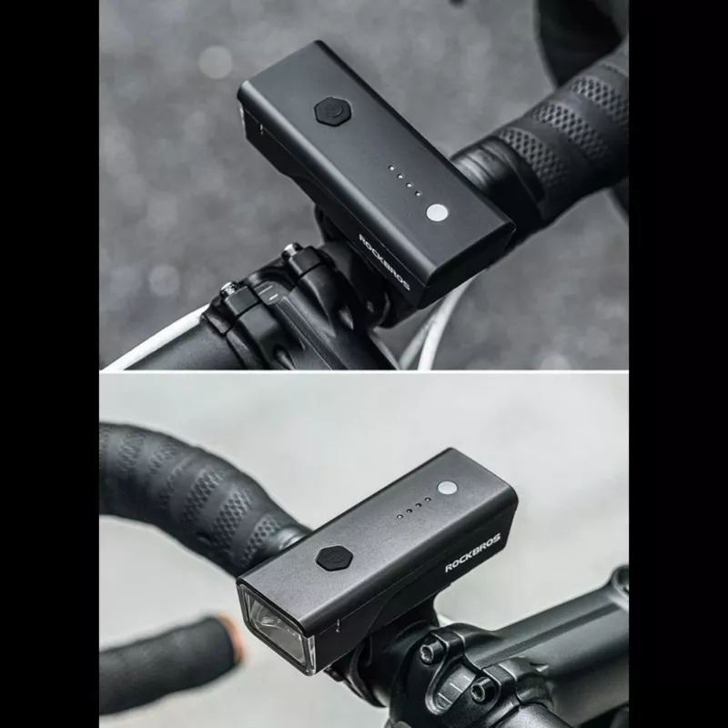Luz dianteira para bicicleta ROCKBROS 260 lm com cabo USB-C para USB-A - preta