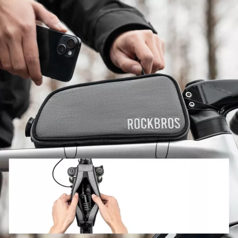 ROCKBROS ROAD TO SKY Bolsa de bicicleta para tubo superior 0.7L impermeável - cinzento