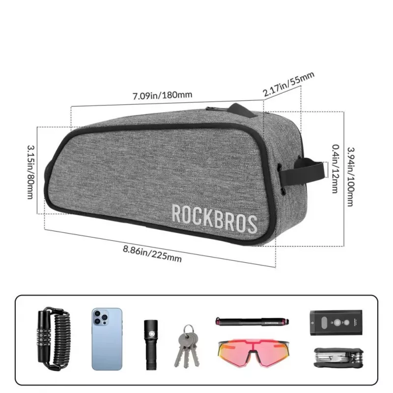 ROCKBROS ROAD TO SKY Bolsa de bicicleta para tubo superior 0.7L impermeável - cinzento