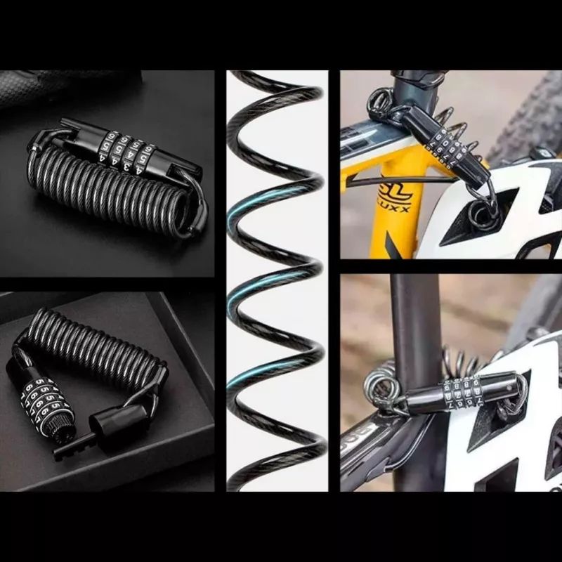ROCKBROS T609 Cadeado de bicicleta com cabo de combinação de 1,5 m - Preto