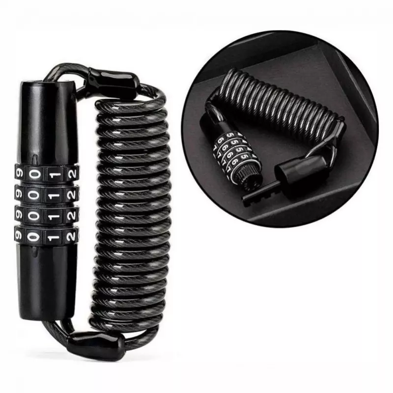 ROCKBROS T609 Cadeado de bicicleta com cabo de combinação de 1,5 m - Preto